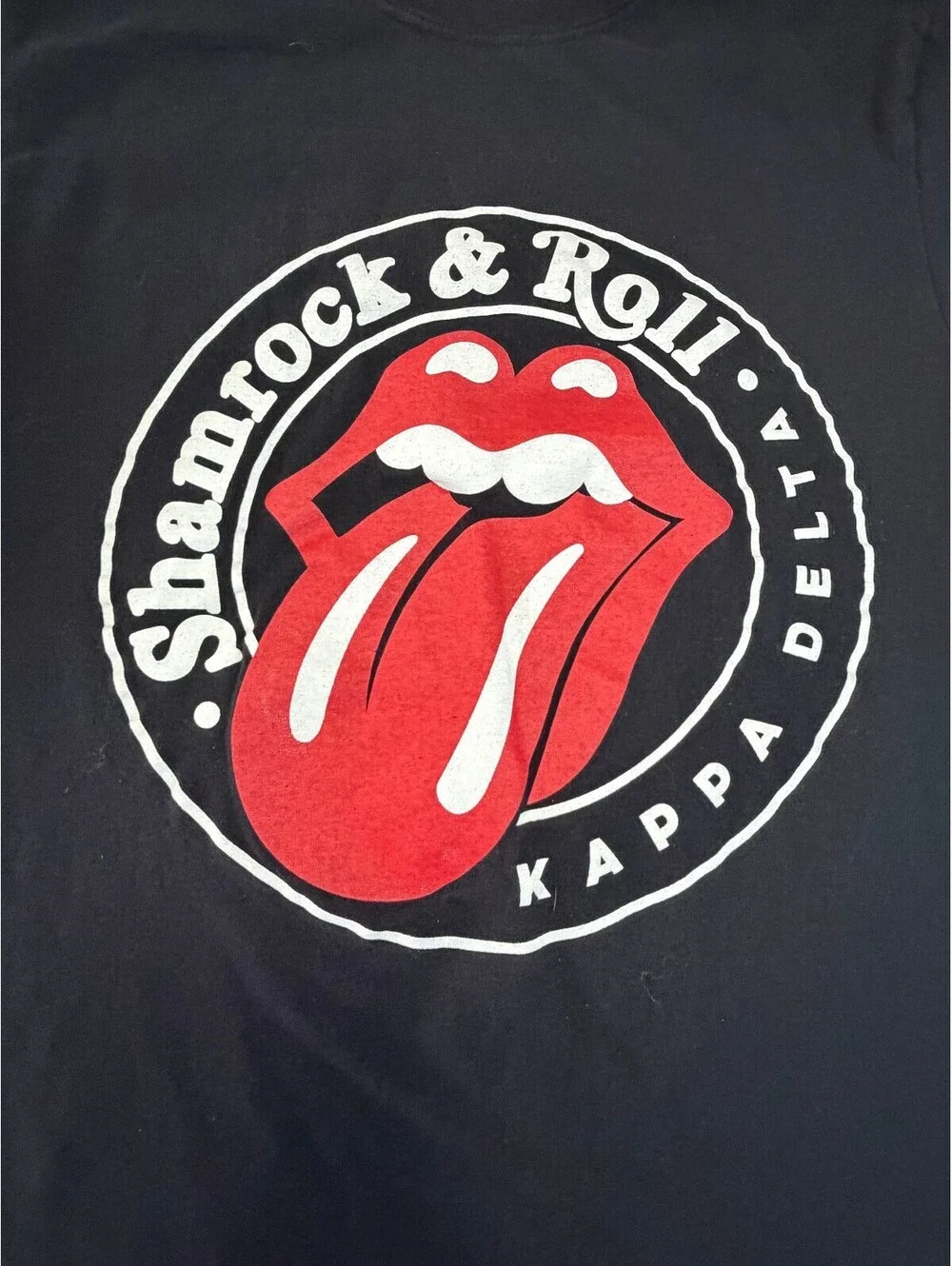 Gildan Heavy Cotton Black Shamrock & Roll Kappa Delta Graphic T-Shirt Size Small